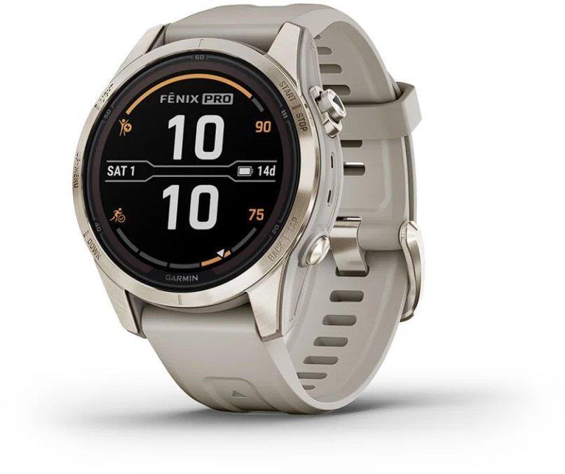 Смарт-часы Garmin Fenix 7S Pro Sapphire Solar Soft Gold with Light Sand Band (010-02776-15)   - фото 1