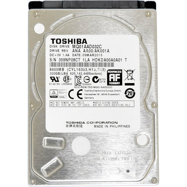 Диск HDD для ноутбука Toshiba 2,5" SATA 320 Gb 4200rpm 8 Mb (MQ01AAD032C+)