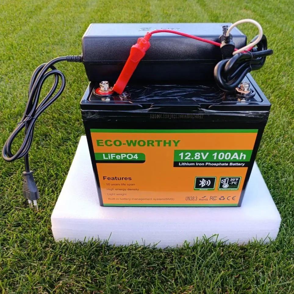 Комплект резервного питания LiFePO4 Eco-Worthy Bluetooth 12,8v 100Ah и зарядное устройство 146В 20А