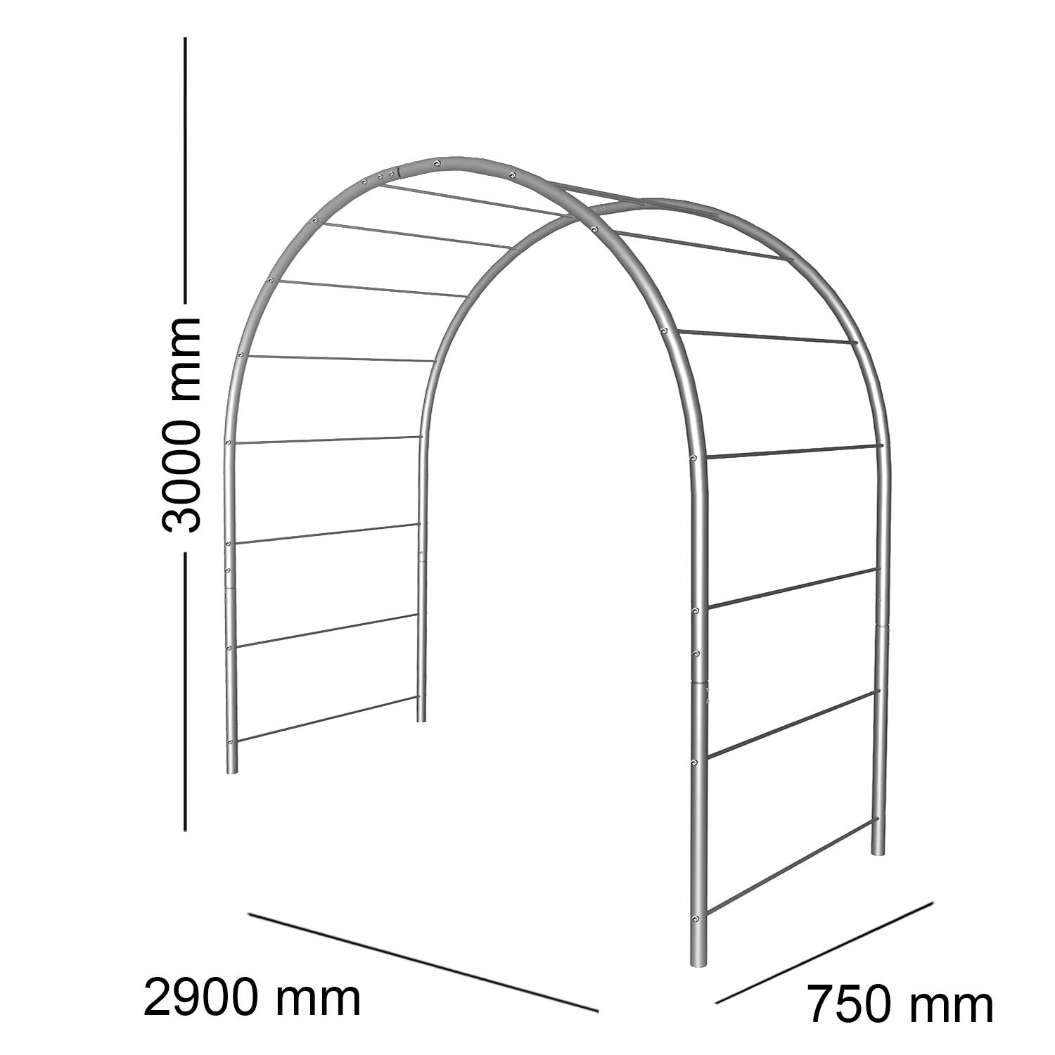 Опора для рослин арка садова 3000х2900х750 мм d 28 мм/d 12 мм (АС-D28/D12-3000*2900*750) - фото 2