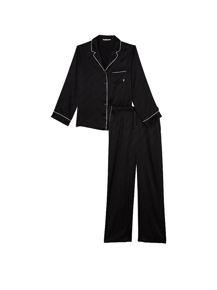 Піжама жіноча Victoria's Secret Satin Long Pajama Set сатинова S Чорний (15294472) - фото 3