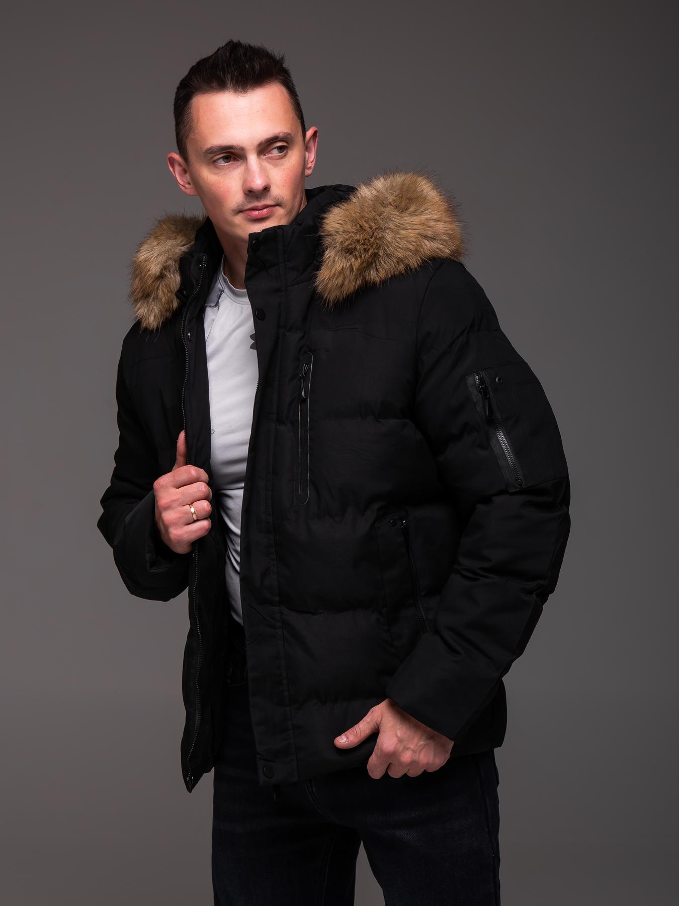 Куртка чоловіча зимова з хутром на капюшоні до -25°С XXL Чорний (2445/3) - фото 12 Куртка чоловіча зимова з хутром на капюшоні до -25°С XXL Чорний (2445/3) - фото 12