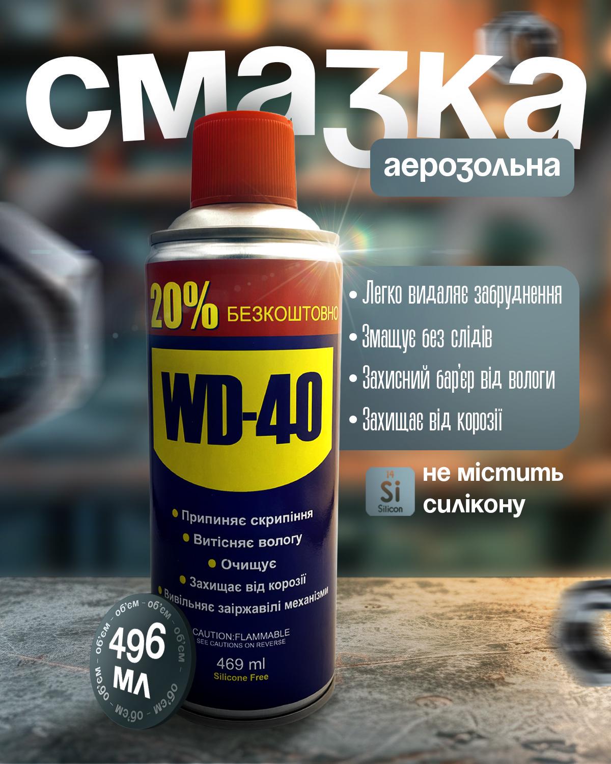 Аэрозоль для смазки деталей WD-40 универсальный 469 мл (917686111) - фото 2