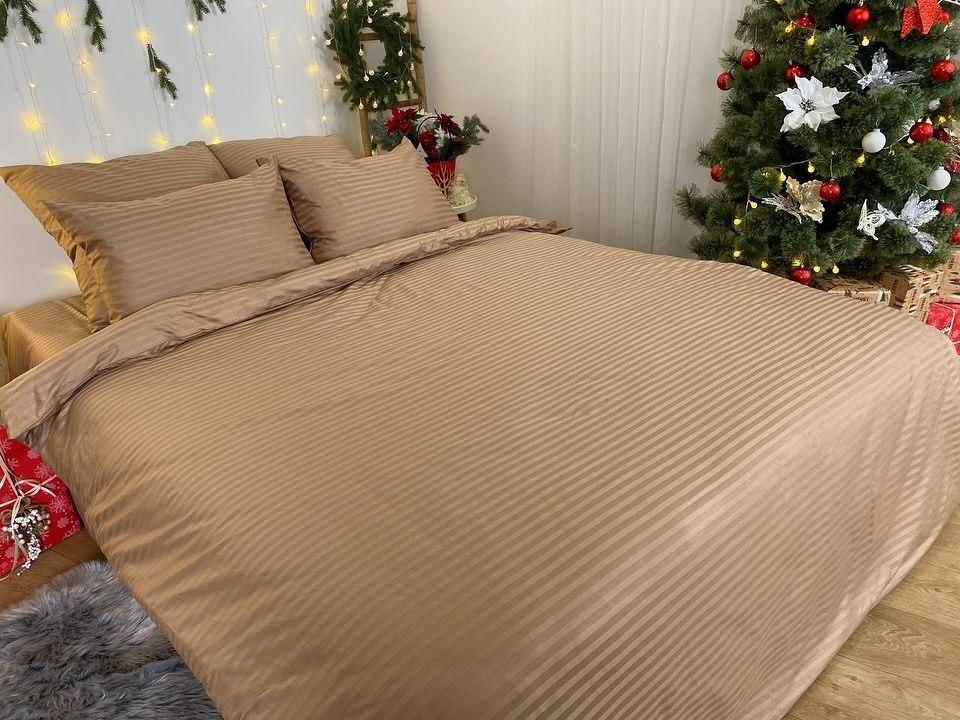 Комплект постільної білизни бавовняний полуторний 150х210 см наволочка 2х50х70/70х70 см Бежевий (П4К-Post-rus-0070)