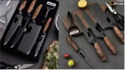 Набір кухонних ножів Kitchen utensils AND HA-177 HP227 із нержавіючої сталі з ергономічними ручками (6-18-2053878) - фото 3