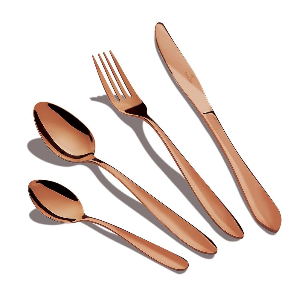 Набор столовых приборов 24 предмета на 6 персон Berlinger Haus Metallic Line Rose Gold Edition ложки для чая и кофе, столовые ложки, вилки и ножи нерж
