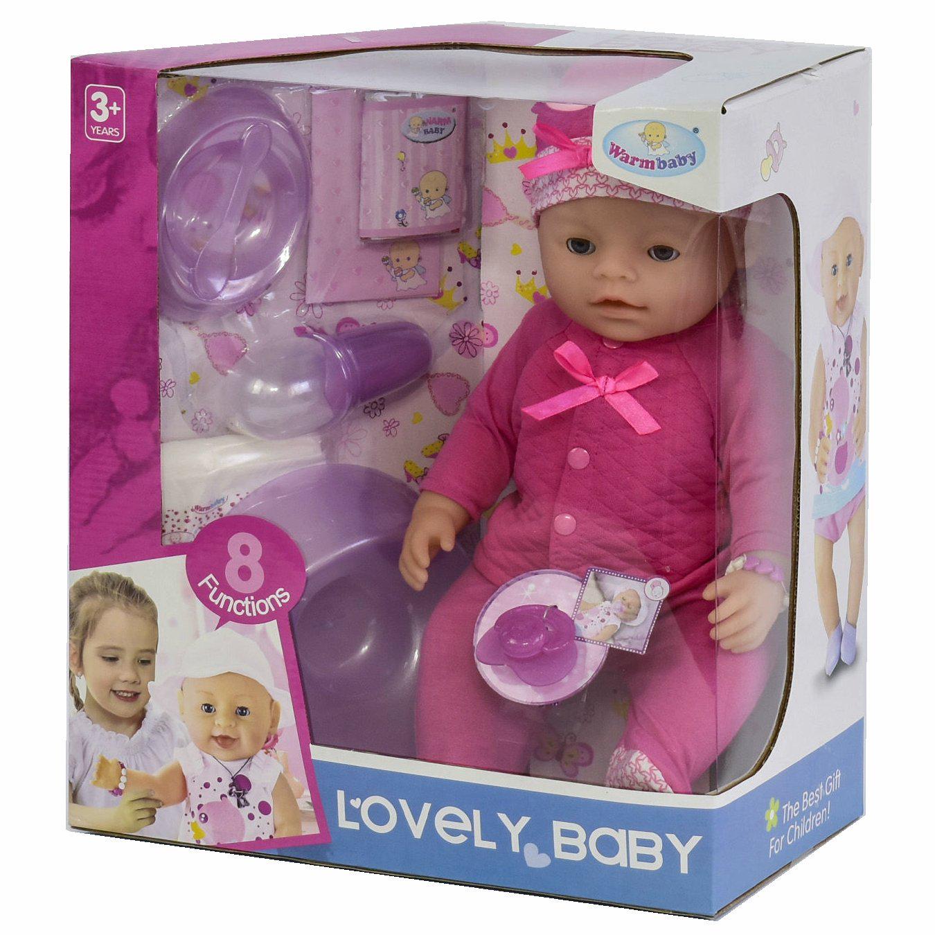 Пупс Warm Baby интерактивный в розовом костюме с шапочкой (9961)