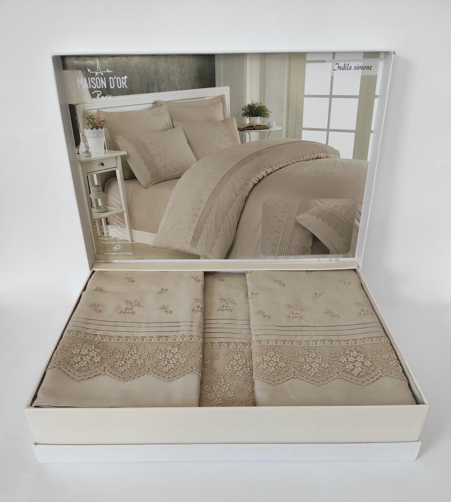 Комплект постельного белья Maison D'or R J.Simone с кружевом 200х220 Beige (CN9159) Комплект постельного белья Maison D'or R J.Simone с кружевом 200х220 Beige (CN9159)