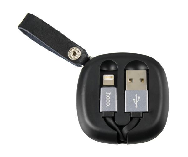 Кабель Hoco U33 Retractable Lightning USB 0,9 м Black - фото 2