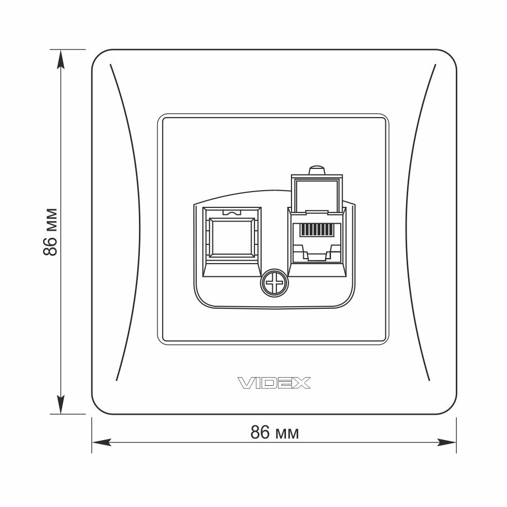 Одинарная компьютерная розетка Videx Binera CAT6 VF-BNSK1PC6-CR Кремовый - фото 5