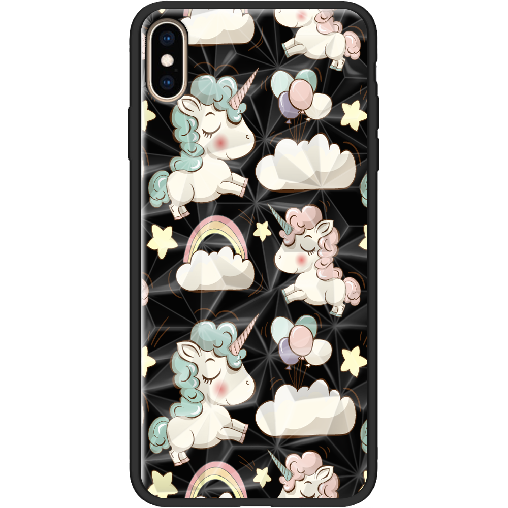 Чехол Boxface iPhone XS Max Unicorns Черный силикон с призмой (35321-cc2-37858)