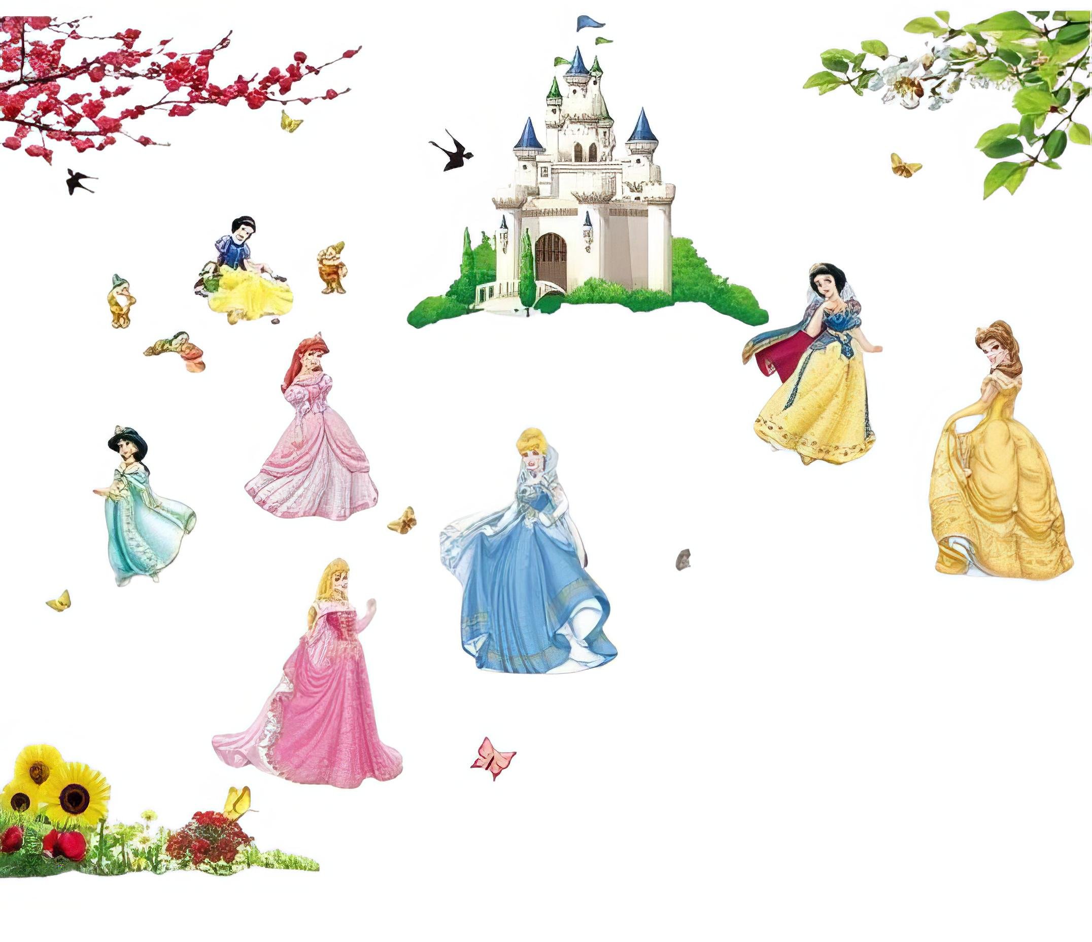 Набір вінілових наліпок Діснеївські принцеси в дитячу кімнату для дівчаток 60х90 см Набір вінілових наліпок Діснеївські принцеси в дитячу кімнату для дівчаток 60х90 см