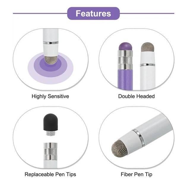 Стилус двосторонній для малювання 2в1 Фіолетовий - фото 4 Стилус двосторонній для малювання 2в1 Фіолетовий - фото 4