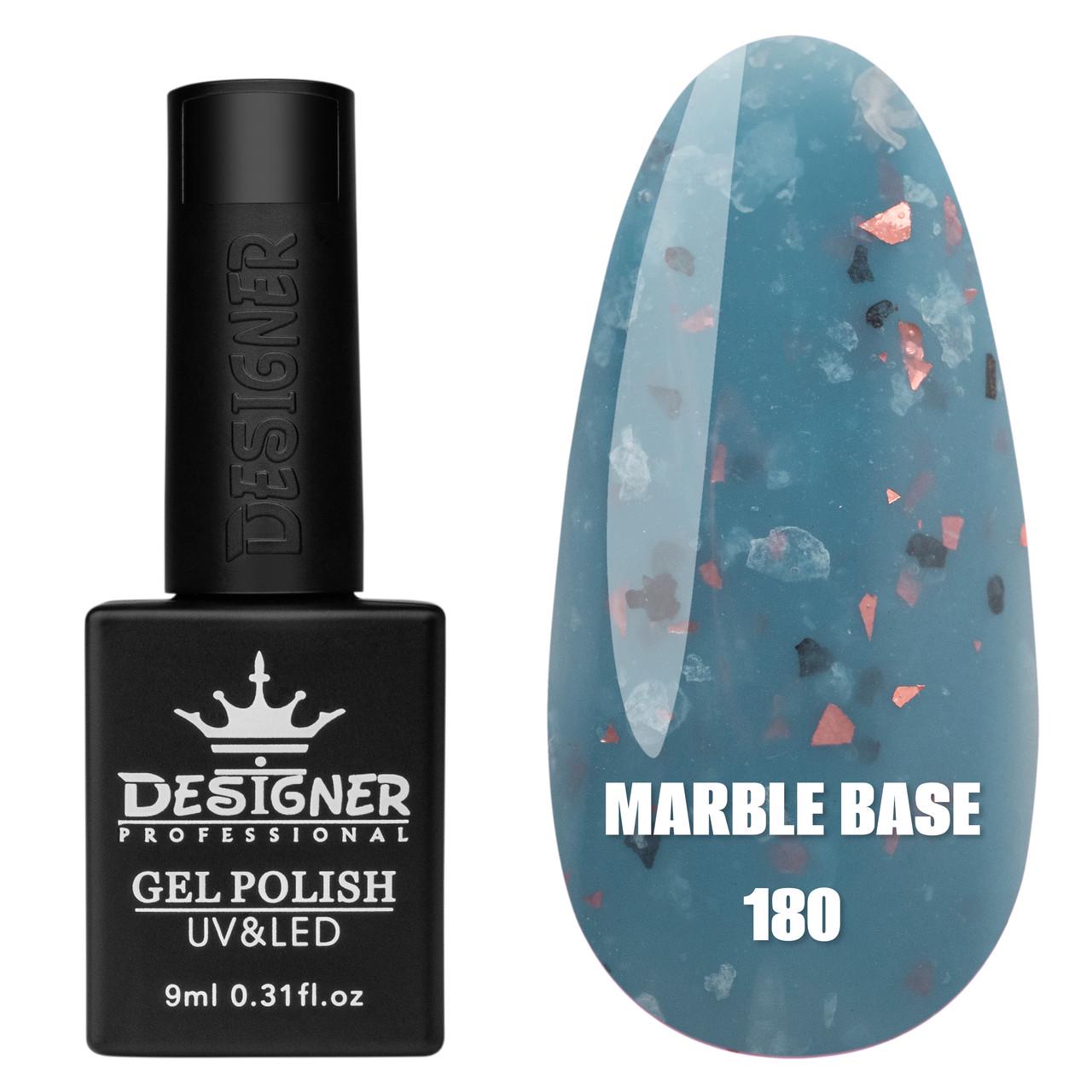 База цветная камуфлирующая Marble base Дизайнер с разноцветными хлопьями Юки для маникюра 9 мл Синий 180 База цветная камуфлирующая Marble base Дизайнер с разноцветными хлопьями Юки для маникюра 9 мл Синий 180