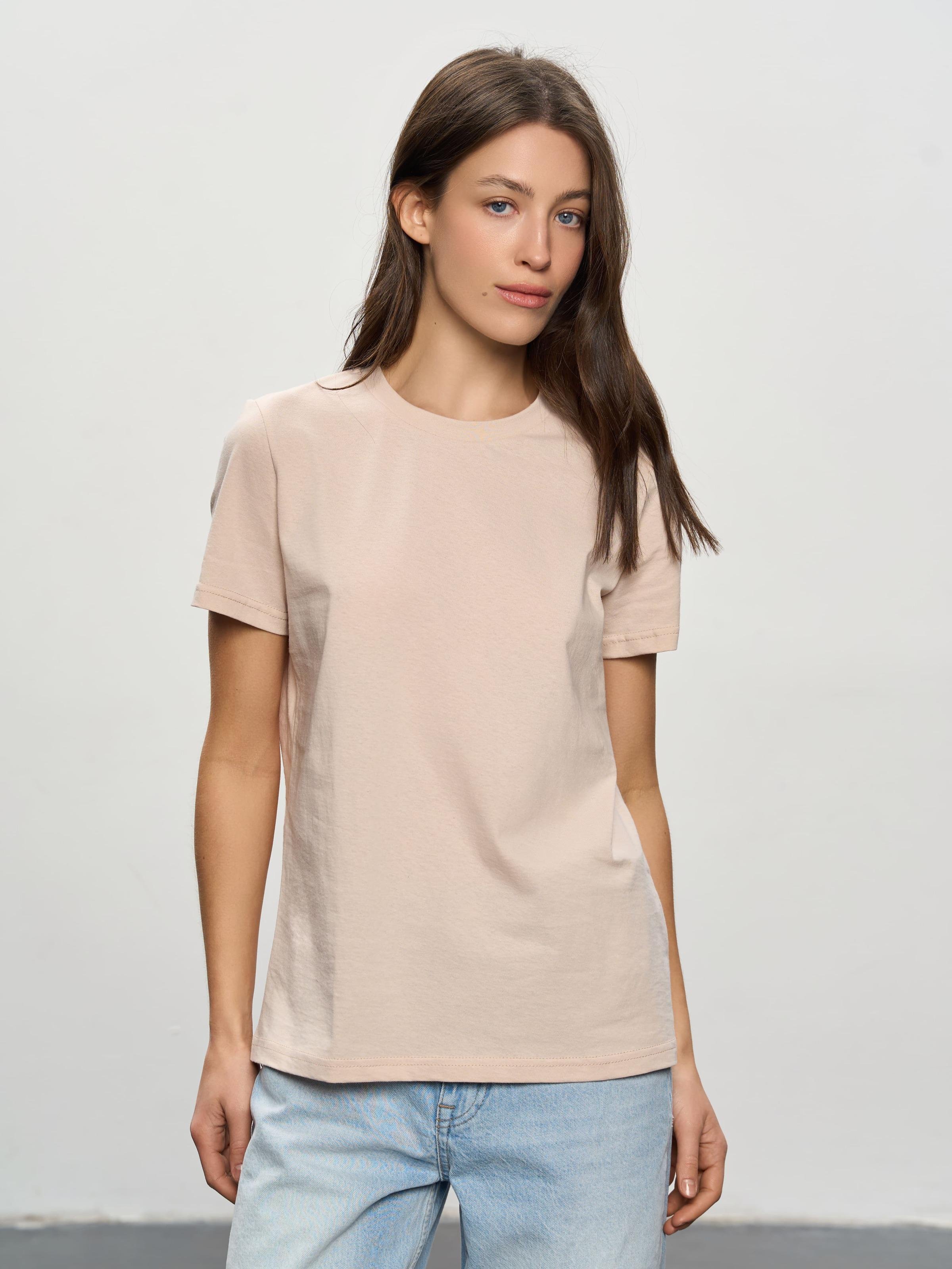 Футболка женская базовая ROZA 231107 XL Пепельно-телесный (4824005747298)