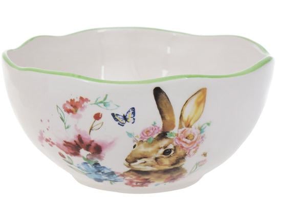 Пиала керамическая Зайцы 700 мл с зеленым бортом (945-383)