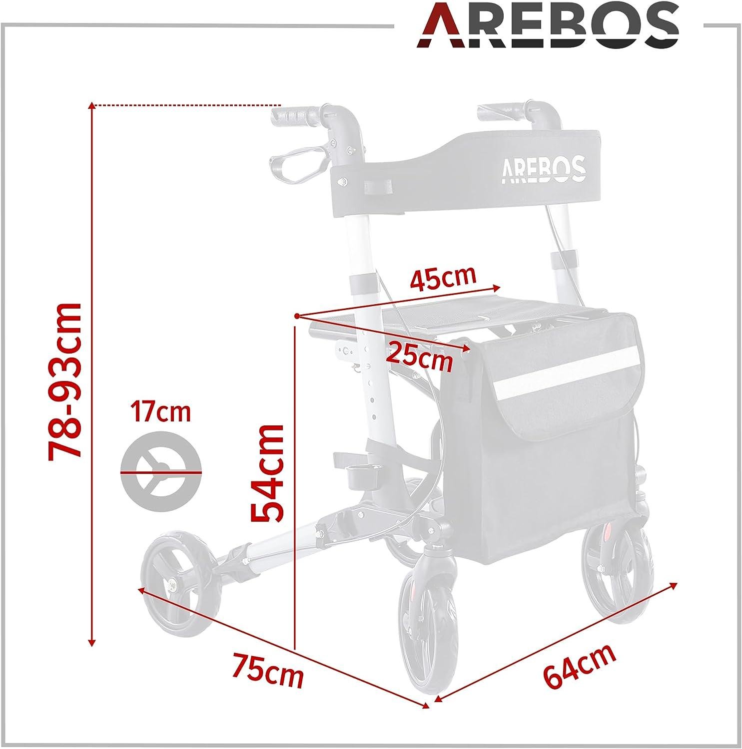 Ходунки на колесах легкие ролатор AREBOS для взрослых и пожилых людей (1980576285) - фото 3 Ходунки на колесах легкие ролатор AREBOS для взрослых и пожилых людей (1980576285) - фото 3