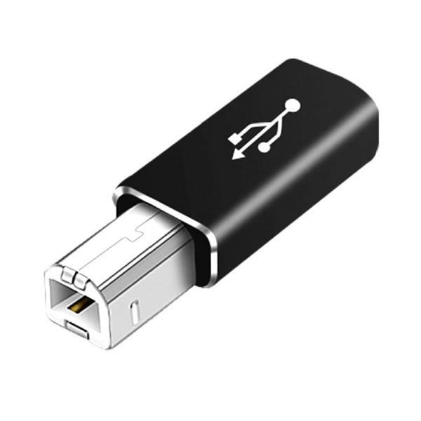 Перехідник-адаптер прямий USB Type-C Female-USB Type B Male Black