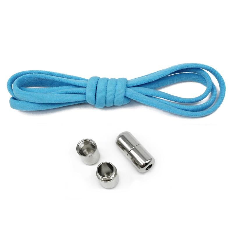 Шнурки ліниві для взуття еластичні з металевим фіксатором 100 см Блакитний