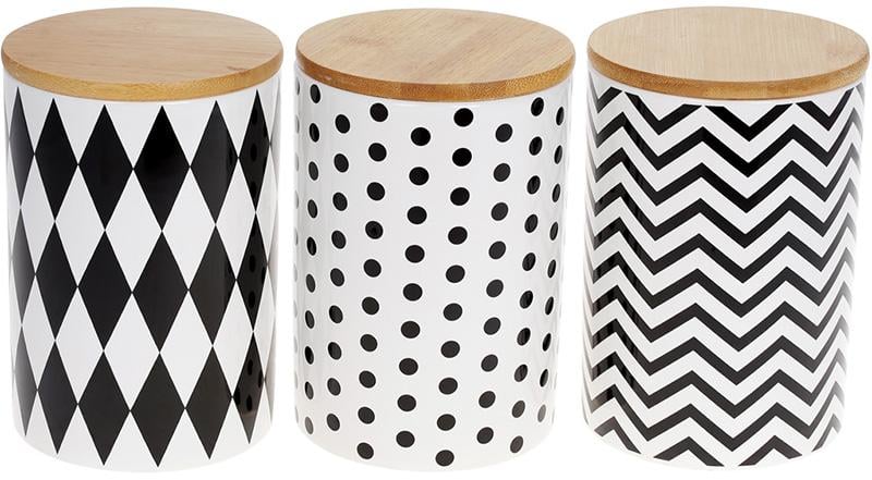 Набор банки Merceyl Геометрия 650 мл керамические с бамбуковыми крышками 3 шт. (BD-304-941)