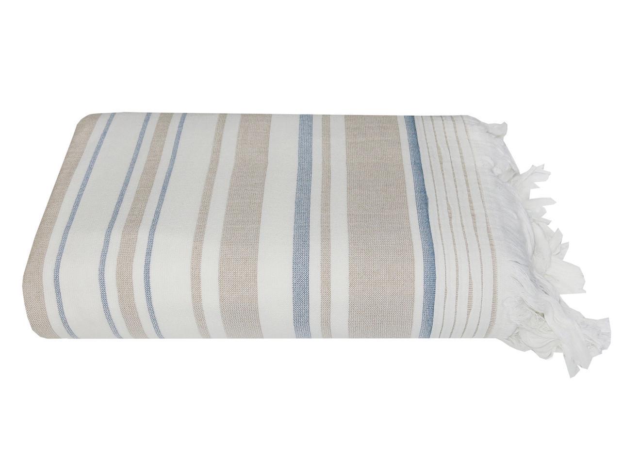 Полотенце Aisha Pestemal махра/хлопок 70х140 см Бежево-синий (24207) Полотенце Aisha Pestemal махра/хлопок 70х140 см Бежево-синий (24207)