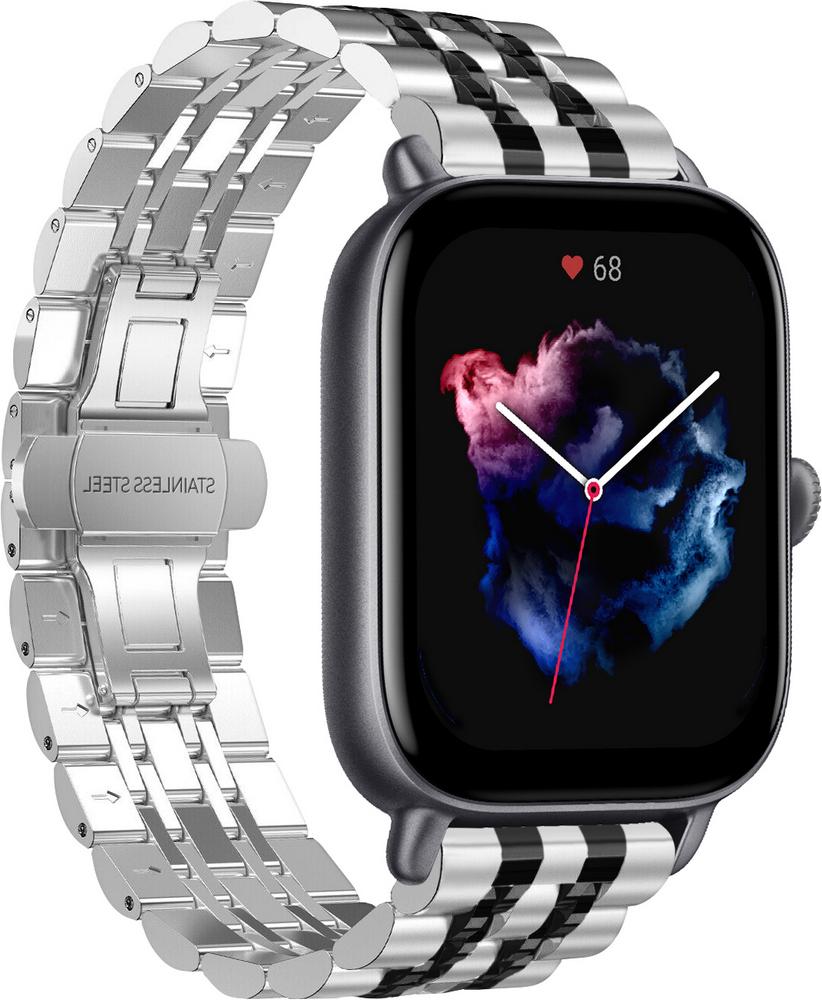 Браслет металлический Spinye Line для Amazfit GTS 3 Silver Black (29038-69)