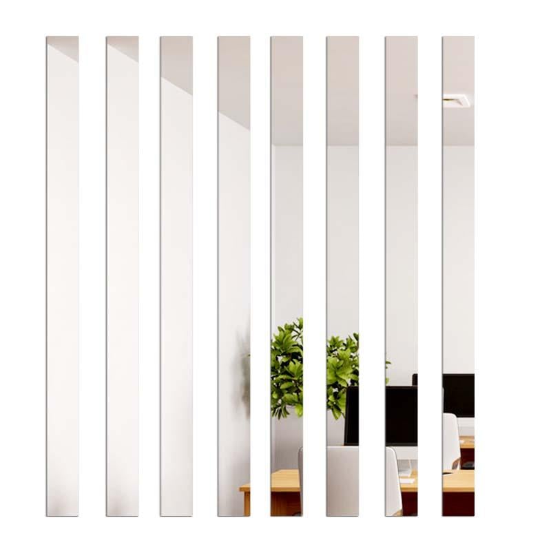 Наклейка на стіну дзеркальна акрил молдинг 5х50 см 10 шт. Сріблястий/Хром (8732)