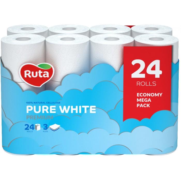 Туалетная бумага Ruta Pure White 3 слоя 24 рулона - фото 1