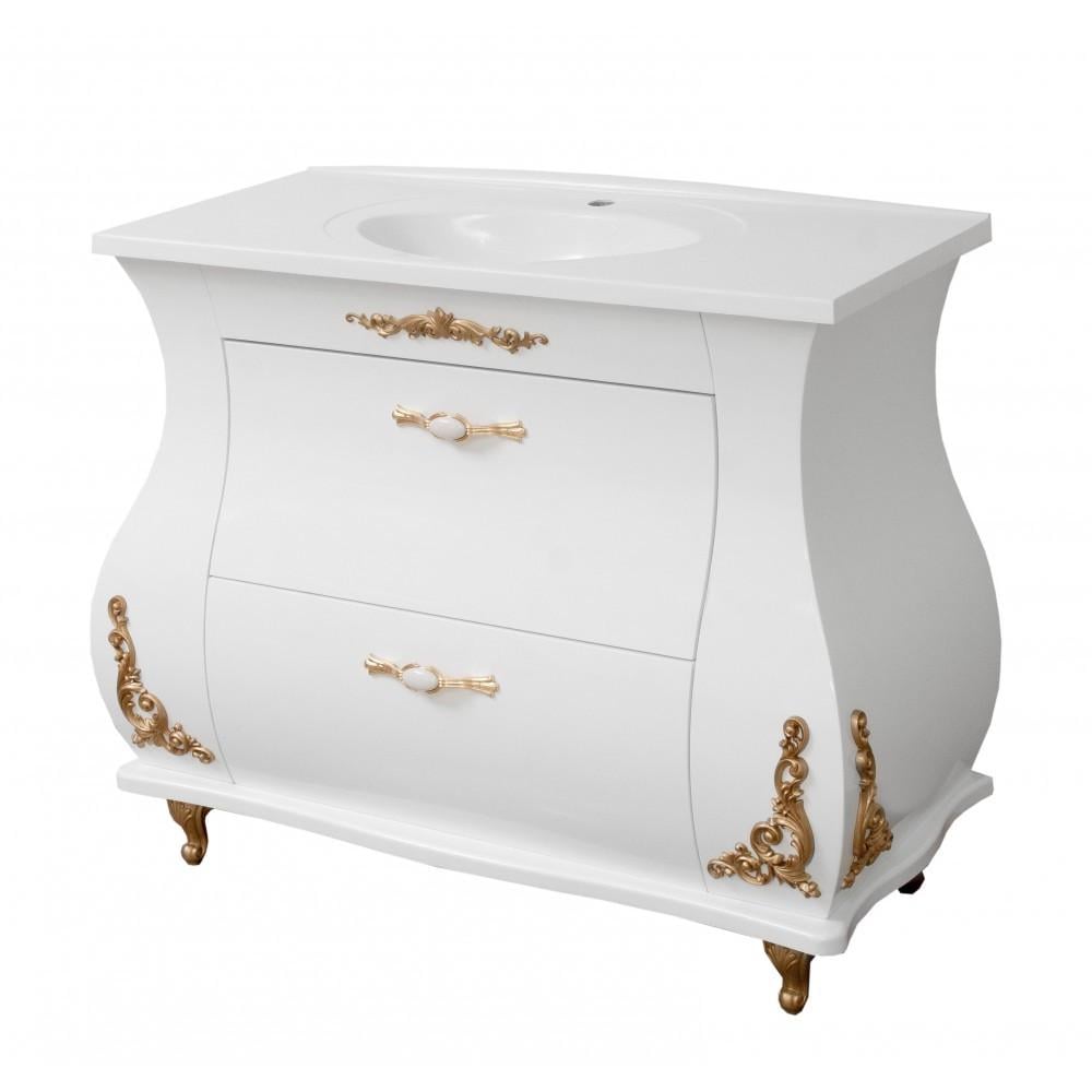 Тумба для ванной комнаты Валенсия с декором с умывальником Романс 100 см (1853896527)