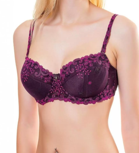Бюстгальтер балконет 11957 на підкладці м’яка чашка E75 Бордо (11957-10)