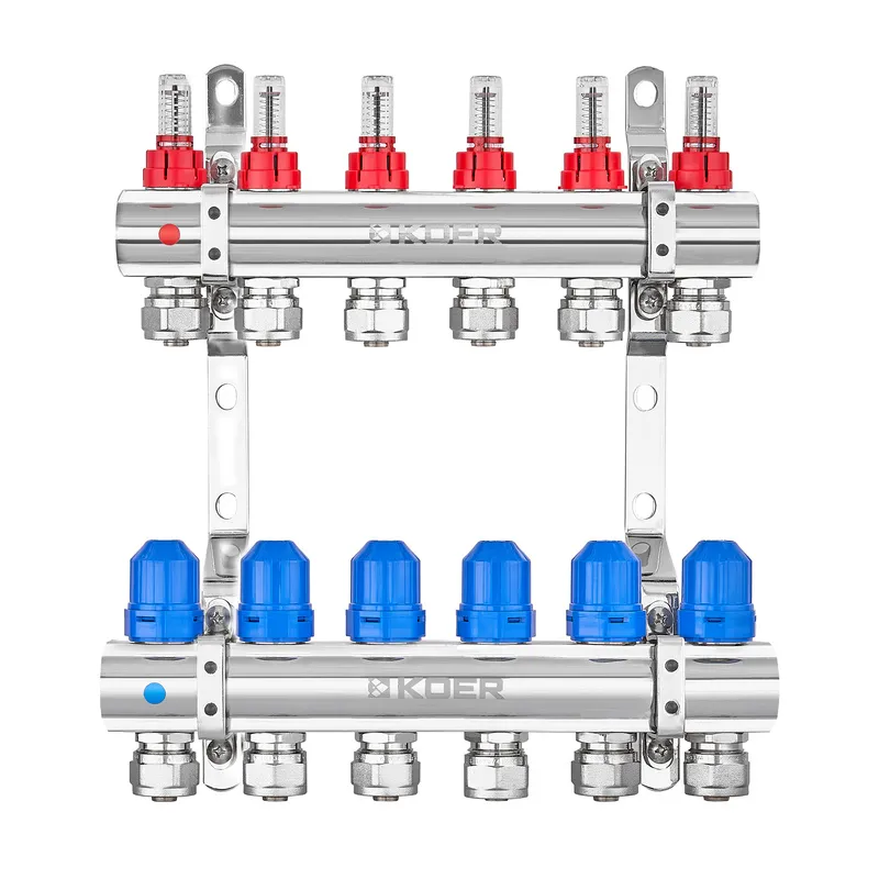 Блок колекторний KOER KR.1210-6 з витратомірами та євроконусами 1"x6 виходів (KR5268)