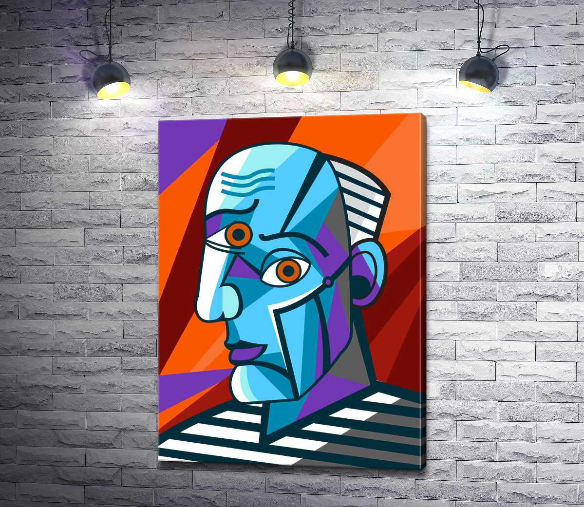 Картина ArtPoster Холодні відтінки кубічного портрету чоловіка 73x100 см Модуль №1 (003445)