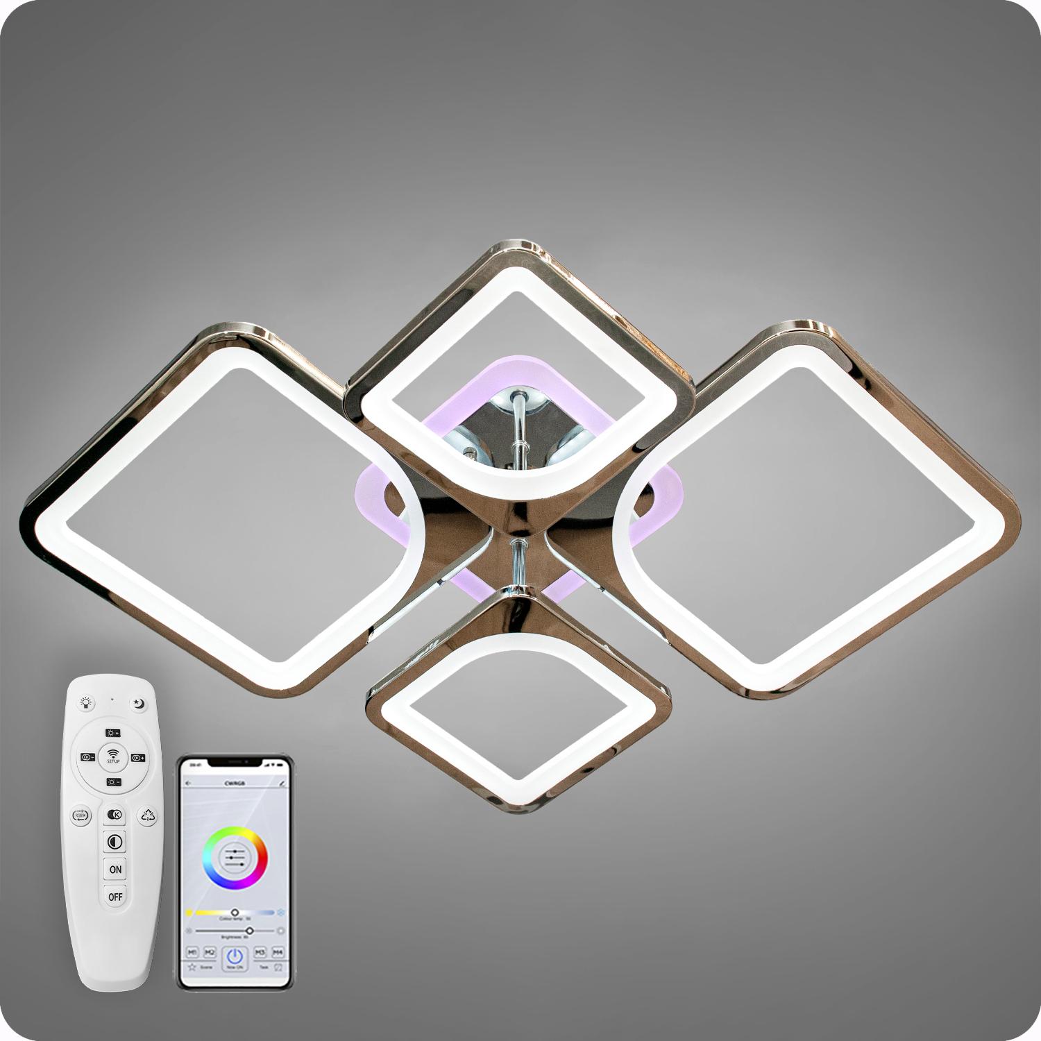 Люстра світлодіодна 517 Dlight 3color з пультом 100 Вт Хром (01537) - фото 3