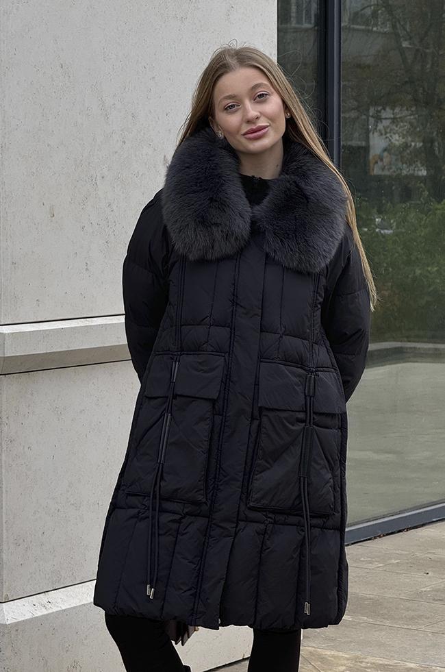 Куртка Lipar 0564 пуховая с накладными карманами р. 46 Черный (16897336)