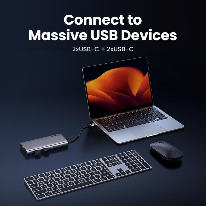 Док-станція UGREEN USB-C потрійний 4K дисплей 10Гбіт/с USB 3.2 PD 100Вт 30 см Сірий (35625) - фото 17 Док-станція UGREEN USB-C потрійний 4K дисплей 10Гбіт/с USB 3.2 PD 100Вт 30 см Сірий (35625) - фото 17