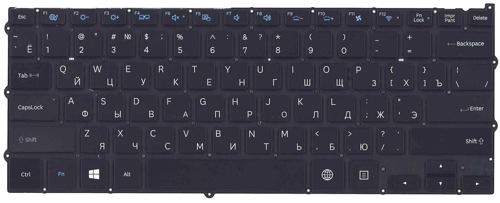 Клавиатура для ноутбука Samsung NP940X3G с подсветкой Light Black