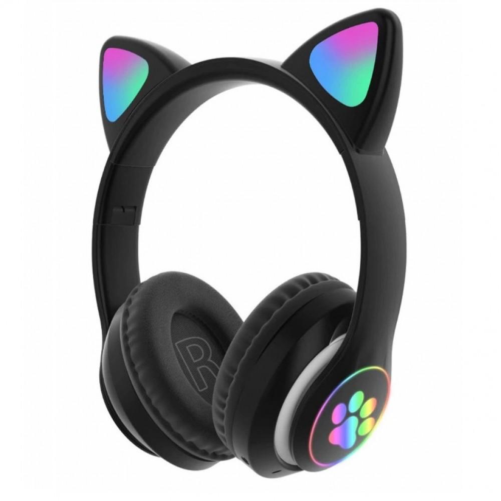 Навушники бездротові Cat Headset M23 Bluetooth з RGB підсвічуванням Чорний