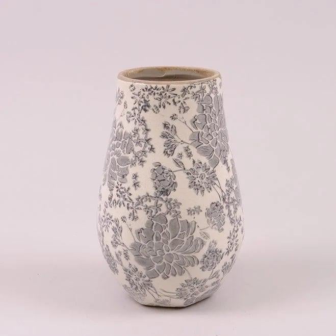 Ваза керамическая Flora Серые цветы (37673)