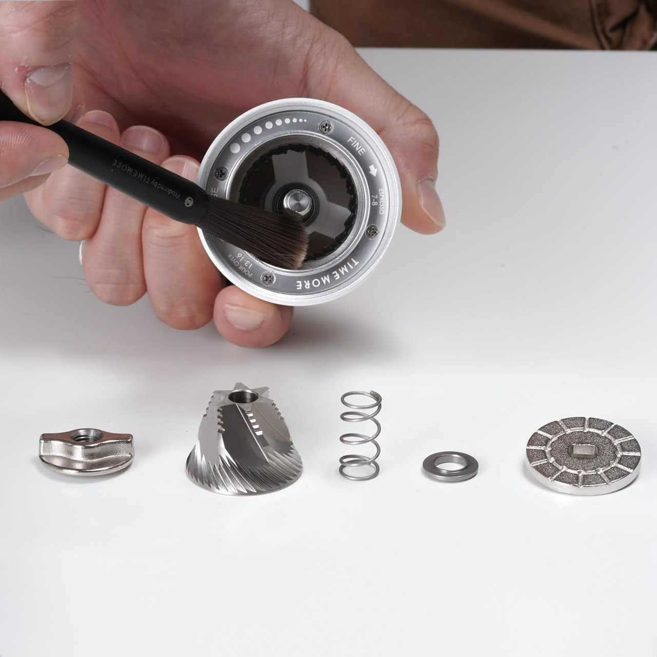 Кофемолка ручная Timemore Chestnut C3 с регулировкой помола со стальными жерновами Matte White (S2C660) - фото 9