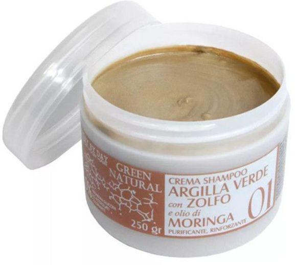 Шампунь-крем Alan Jey Green Natural Crema с зеленой глиной/цинком/маслом моринги 250 мл (1422)