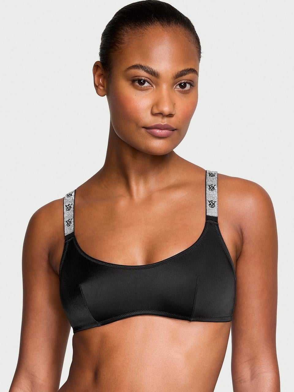 Бюстгальтер Victoria's Secret Shine Strap Scoop Bralette L Черный (2356762929)