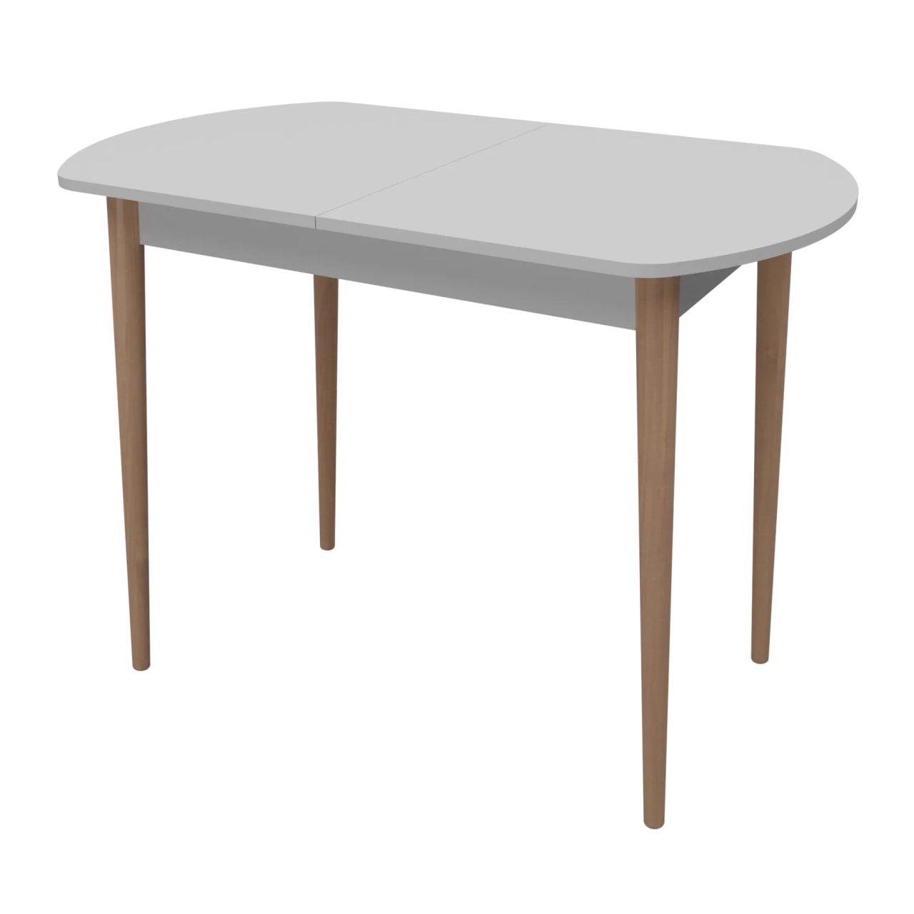 Стол обеденный овальный Неман Лукор раздвижной массив дерева/ДСП 680х1360 мм Ольха/Белый (47393)