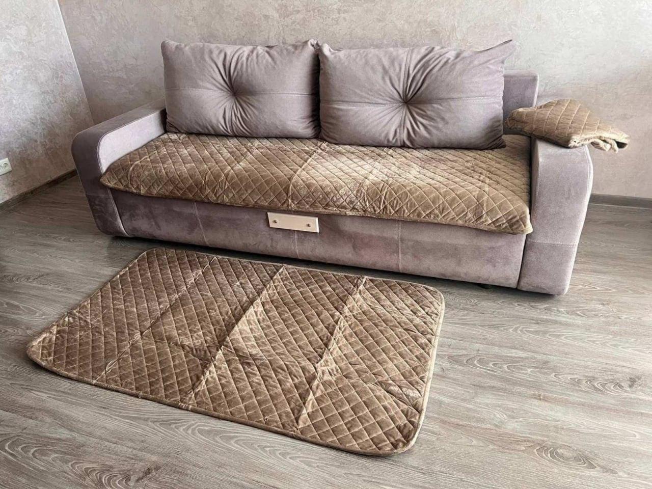 Комплект Дивандек покривало 90х210 см/накидки 2 шт. 90х160 см Коричневий (П4К-am-divandek-0025) - фото 3