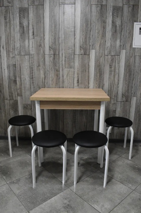 Кухонний комплект стіл Оскар розкладний і 4 табурети Стандарт 60х80х75 см/80х120х75 см Дуб сонома (2547669678)