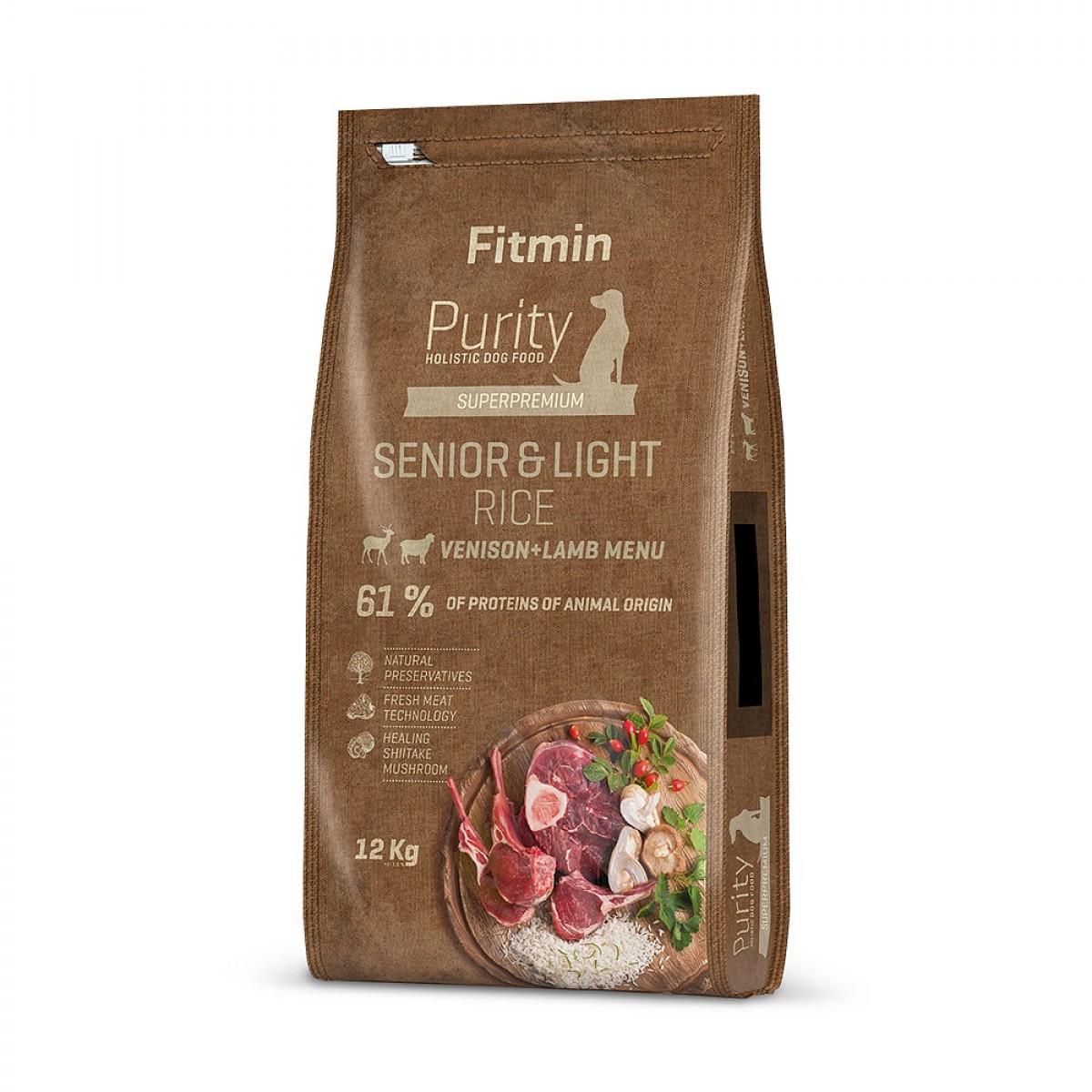 Корм сухий Fitmin Premium Purity Rice Senior&Light Venison&Lamb з рисом для собак з надлишком ваги та літніх собак 12 кг