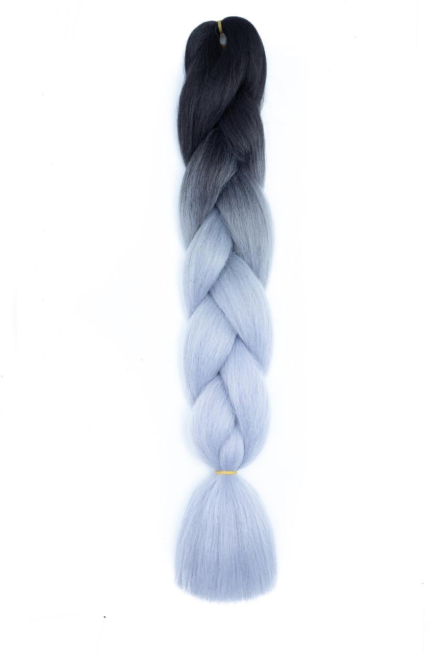 Канекалон омбре В37 60 см. Jumbo Braid Черно-серый