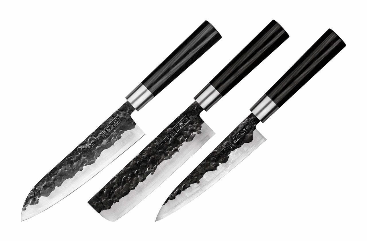 Набор из 3-х кухонных ножей Samura Blacksmith Сантока 182 мм/овощной 168 мм/универсальный 162 мм нержавеющая сталь (2356709424) Набор из 3-х кухонных ножей Samura Blacksmith Сантока 182 мм/овощной 168 мм/универсальный 162 мм нержавеющая сталь (2356709424)