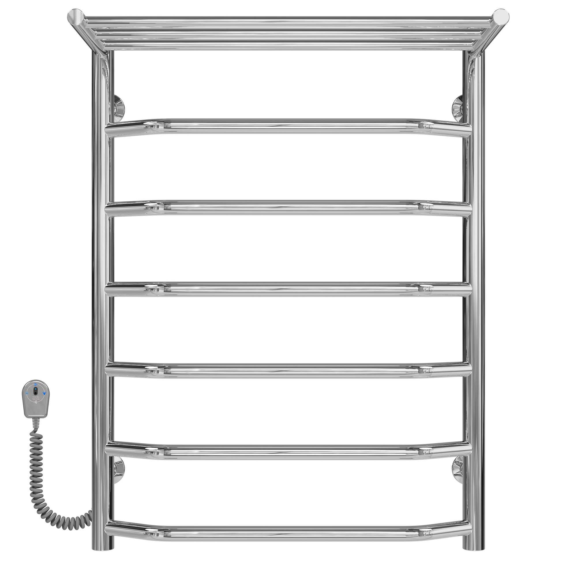 Полотенцесушитель электрический с полкой Deffi Трапеция П7 EF16 левое подключение нержавеющая сталь 500х700 см Хром (C.TP.60.50.5.E.C.L.5)