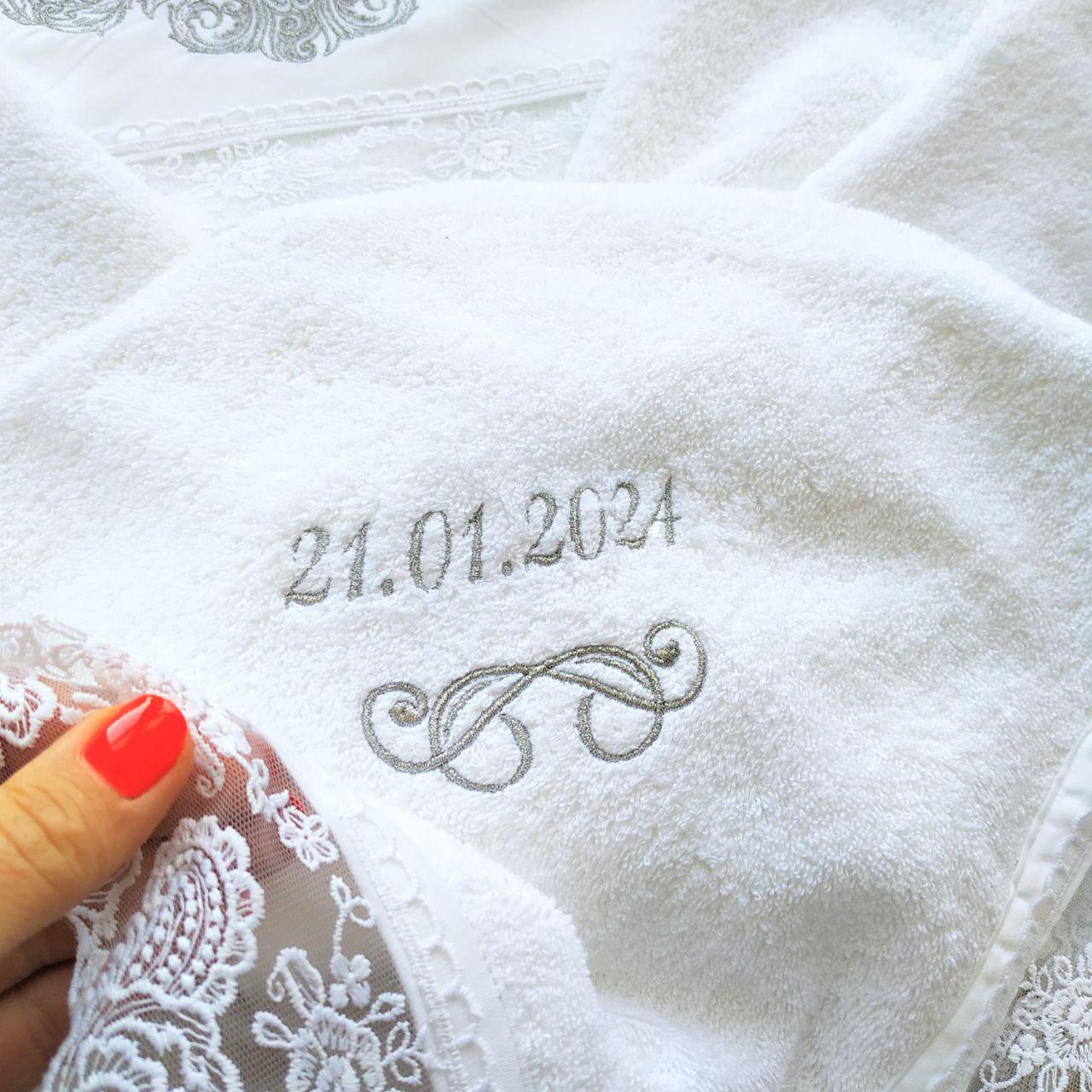 Набор для крещения именной Барокко с монограммой махровая крыжма/мешочки для локона и хранения (2172836944) - фото 6 Набор для крещения именной Барокко с монограммой махровая крыжма/мешочки для локона и хранения (2172836944) - фото 6