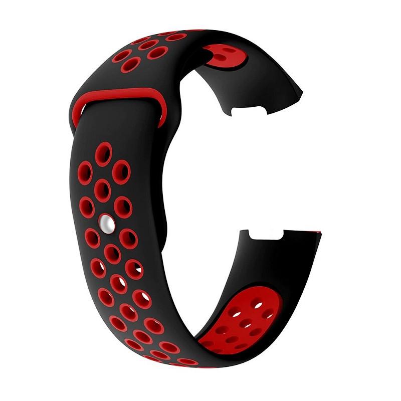 Силиконовый ремешок Primo с перфорацией для фитнес браслета Fitbit Charge 3 FB409/FB410 Black/Red (971235439)